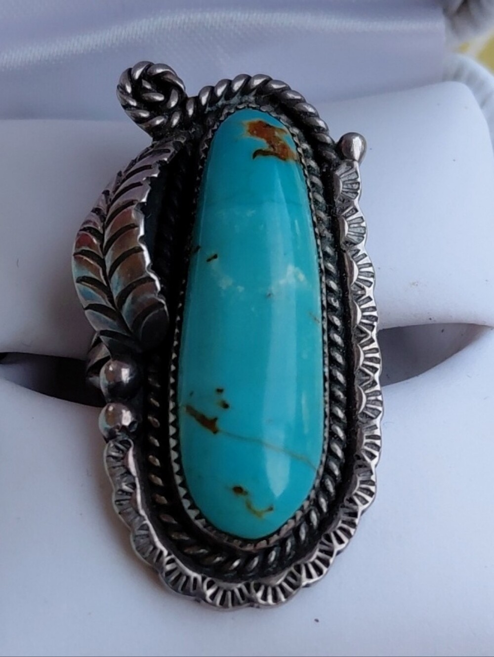 Lloyd Oliver Vintage Sterling Silver Turquoise Statement Ring - Blue